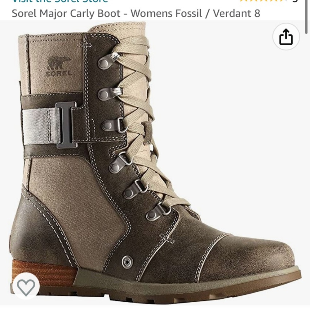 Sorel Major Carly Boot size 8 in colors Fossil and Verdant